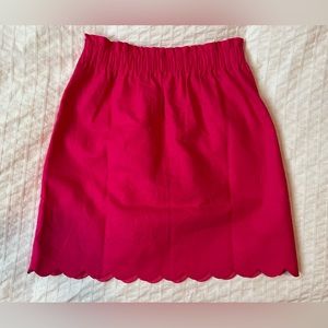 J crew pink linen/cotton blend scallop hem skirt